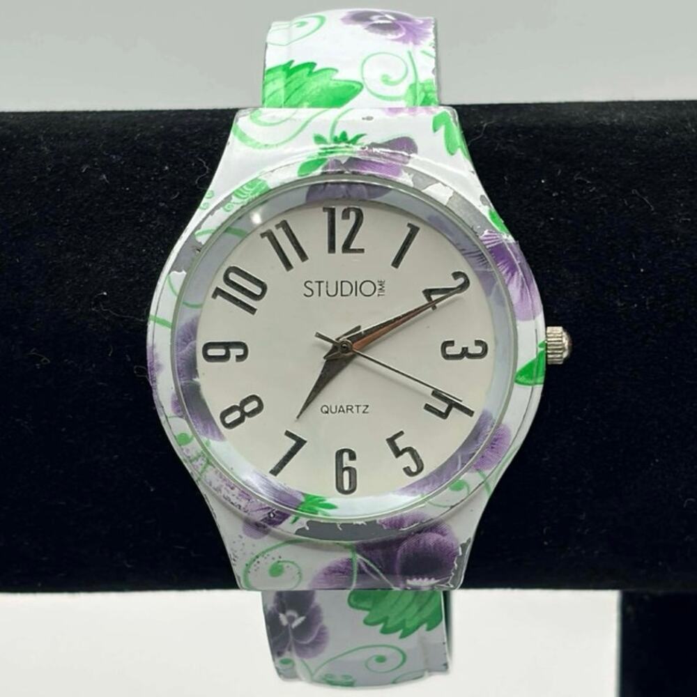 Purple & Green Floral Studio Time Watch